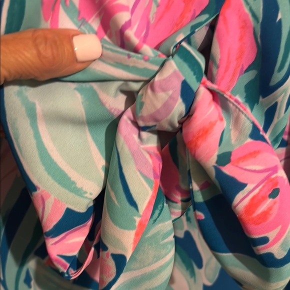 Floral Pink and Blue Women's Top - Picture 3 of 3